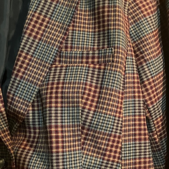 Croft & Barrow Womens XL One Button Blue & Berry Multi Plaid Long Sleeve Blazer - Picture 4 of 9